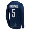 Officiële Voetbalshirt Paris Saint-Germain Marquinhos 5 Thuis 2022-23 Lange Mouw - Heren